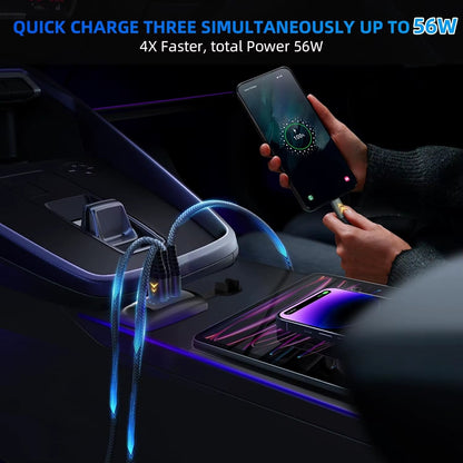 Cargador USB 3 Puertos para Auto/Moto 12V–24V – PD 30W + QC3.0 Dual Resistente al Agua