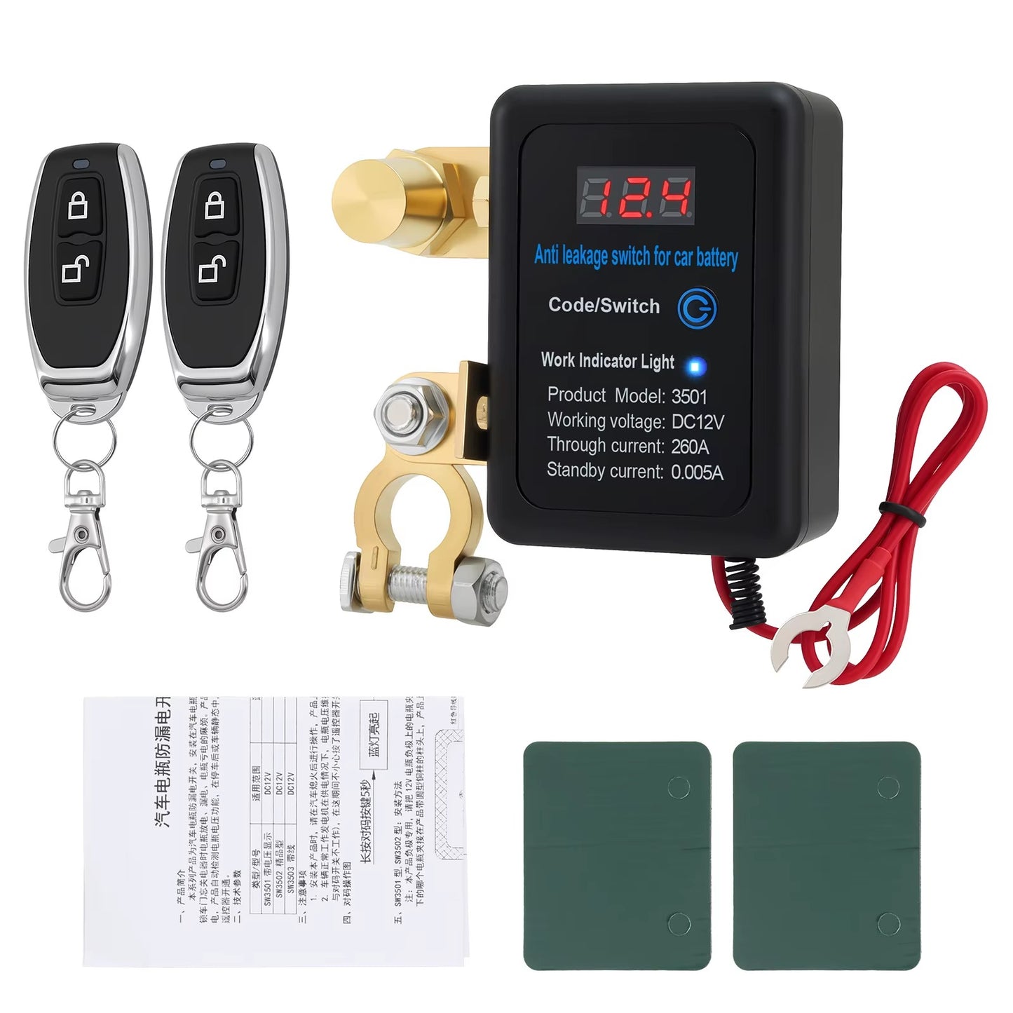 Interruptor Desconectador de Batería 12V 260A con Control Remoto + Protección Automática