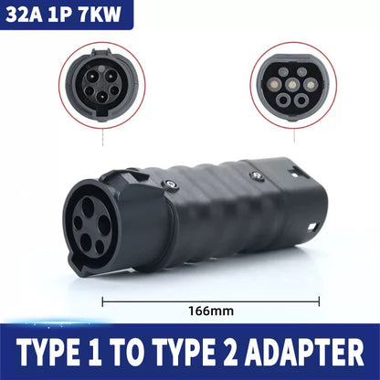 Adaptador de carga EV Tipo 1 a Tipo 2 32A
