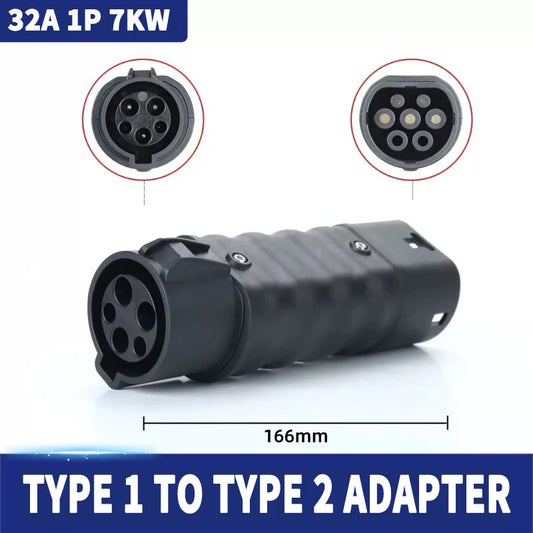 Adaptador de carga EV Tipo 1 a Tipo 2 32A