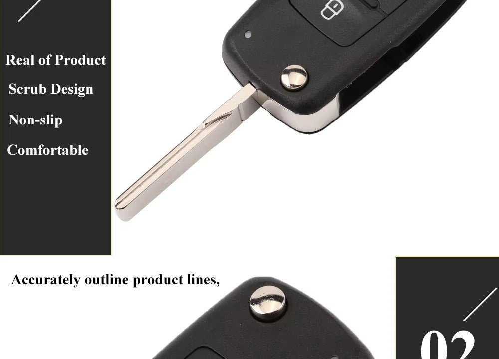 Llave Plegable Remota JINGYUQIN 3 Botones para VW – 434 MHz, Chip ID48