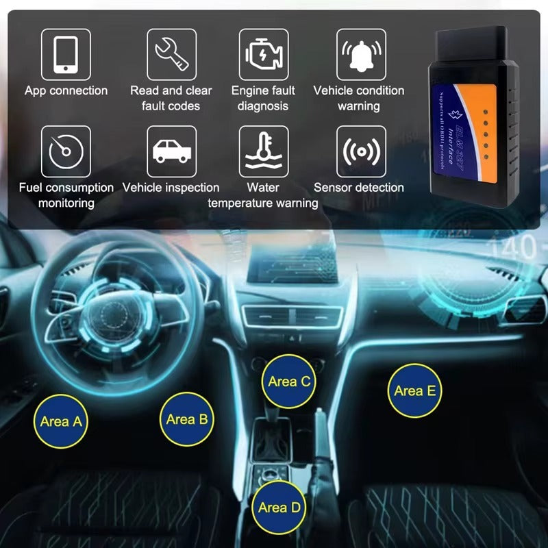Escáner OBD2 ELM327 V2.1 Bluetooth Diagnóstico Automotriz Android iOS Windows