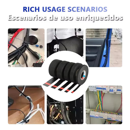 Cinta de Tela Adhesiva para Arnés de Cables Automotriz 25 mm x 25 m Negra