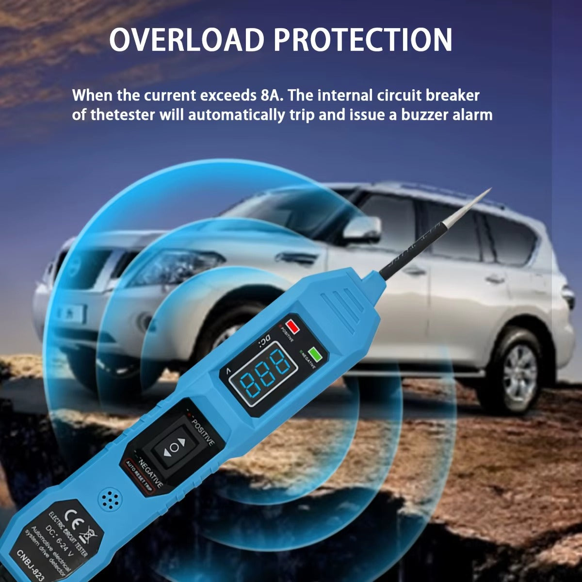 Probador de Circuitos Automotriz Inteligente con Pantalla LED para Diagnóstico Eléctrico