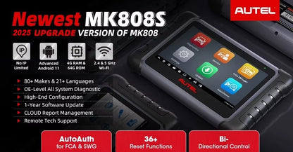 Escáner Automotriz Autel MK808S Bidireccional IMMO - Codificación Llaves