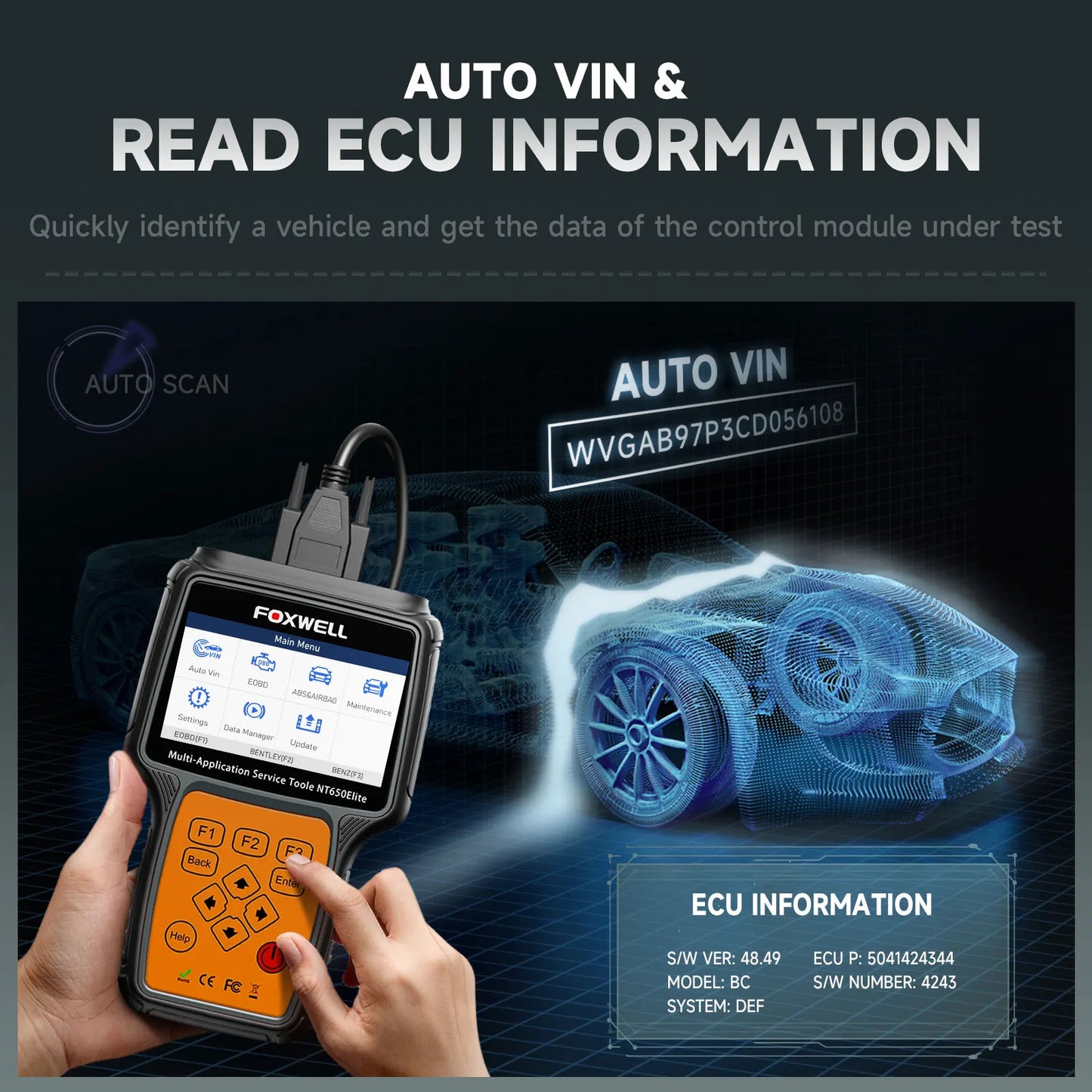 Escáner Automotriz Profesional con 26 Servicios de Mantenimiento-Foxwell NT650 Elite OBD2