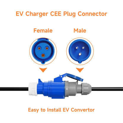 Adaptador EV CEE a Schuko 16A AFYEEV Extensión Carga 7kW  3.5kW