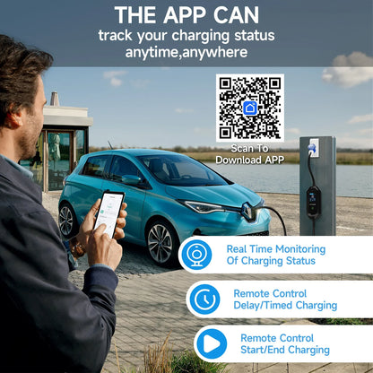 Cargador Portátil EV Tipo 2 AFEVV 7kW 32A con Control WiFi/Bluetooth