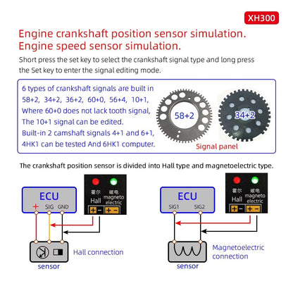 Simulador de Sensor Automotriz XH300 / XH-2 Generador de Señal Hall – Cigüeñal – Árbol de Levas (2 Hz a 8 kHz)