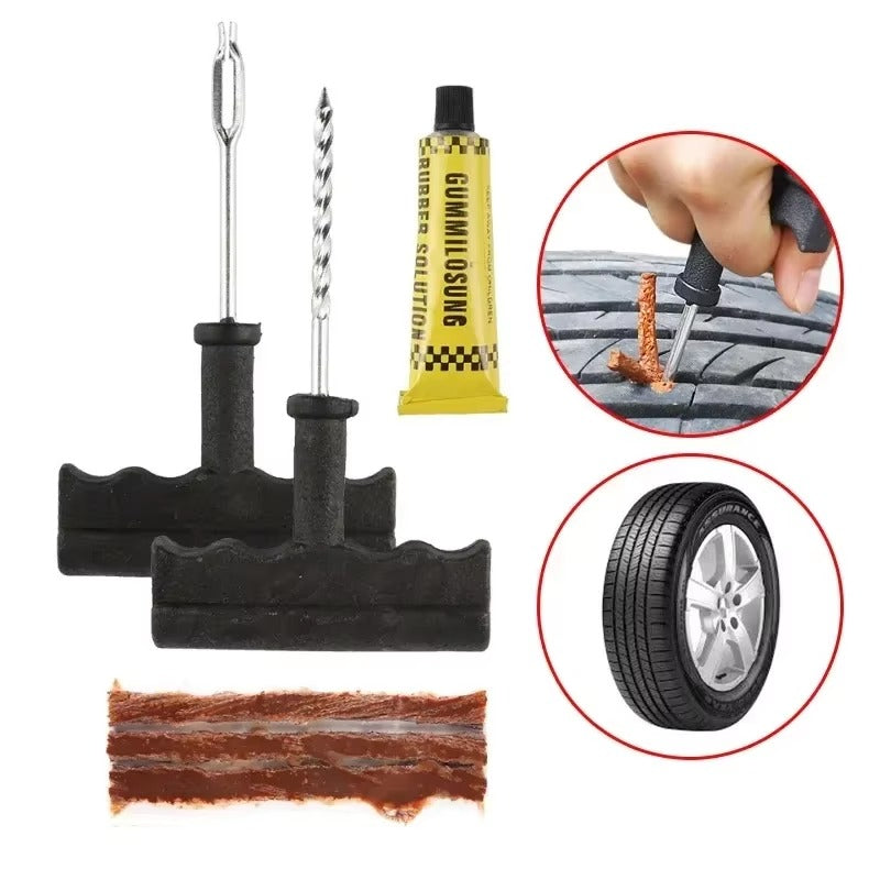 Kit Reparación de Neumáticos Tubeless Tapones de Goma Emergencia