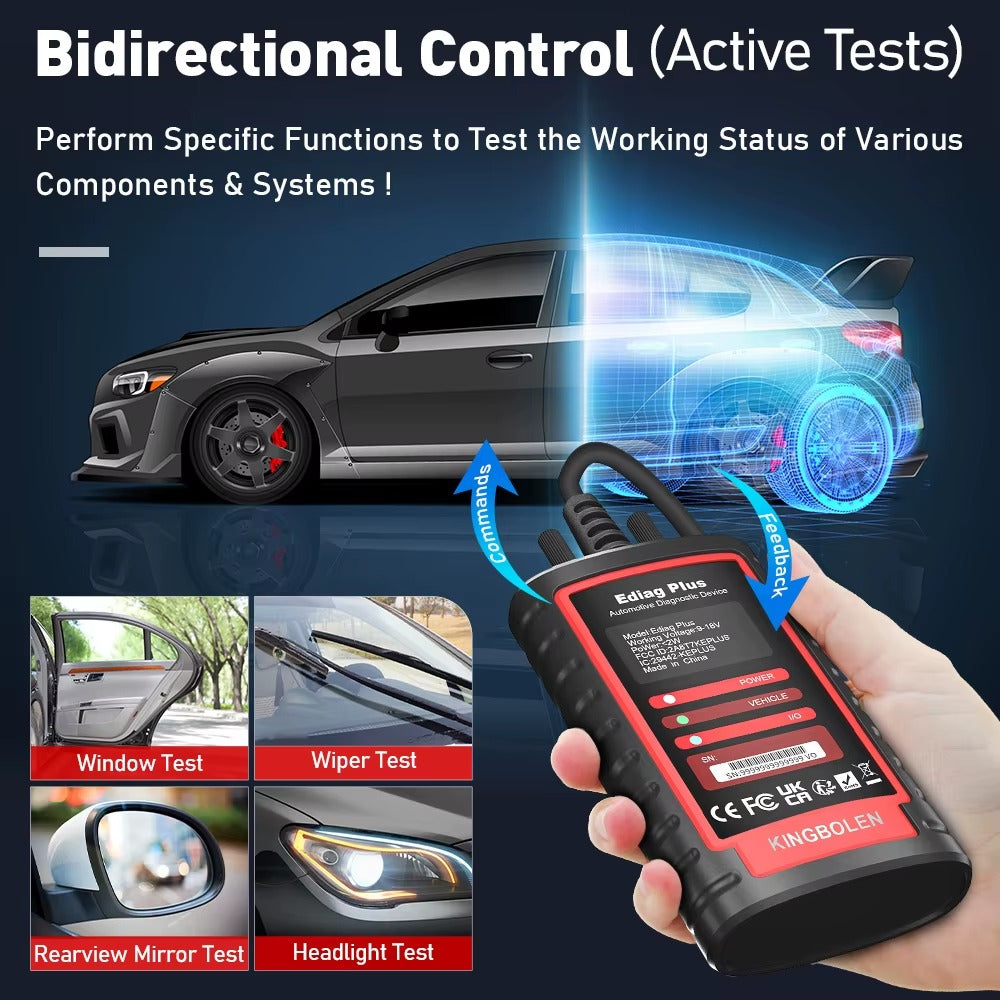 Escáner Automotriz KINGBOLEN Ediag Plus Diagnóstico OE, Bidireccional y Codificación ECU