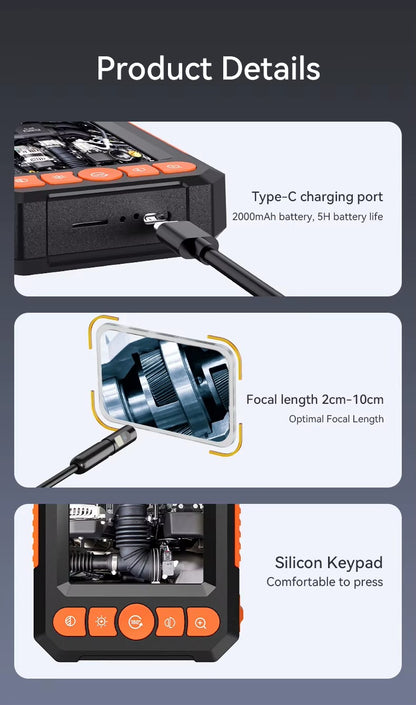 Cámara Endoscópica Industrial Dual Lens 5 m Pantalla 4.3” HD | Resolución 1080P | Impermeable IP67