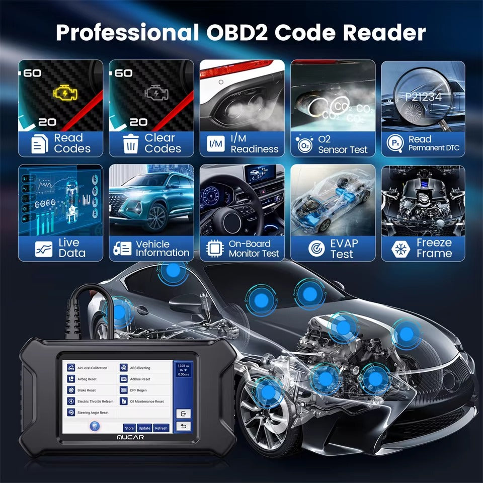 Scanner Automotriz MUCAR CS90 – 28 Funciones Reset + Diagnóstico Completo