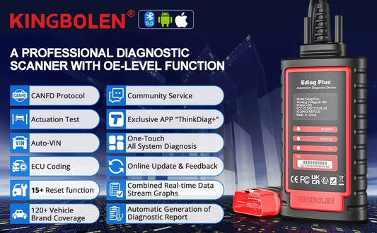 Escáner Automotriz KINGBOLEN Ediag Plus Diagnóstico OE, Bidireccional y Codificación ECU