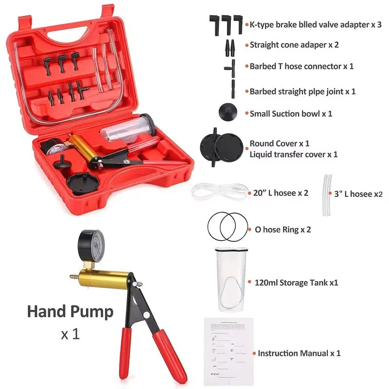 Kit Purgador de Frenos + Bomba de Vacío 2 en 1 Con Manómetro