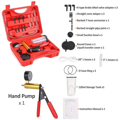 Kit Purgador de Frenos + Bomba de Vacío 2 en 1 Con Manómetro