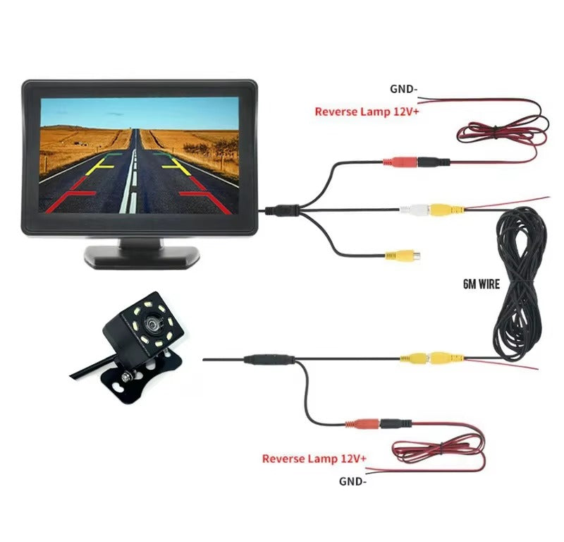 Pantalla Auto 4.3” Cámara Retroceso HOMEFISH Monitor LCD Universal