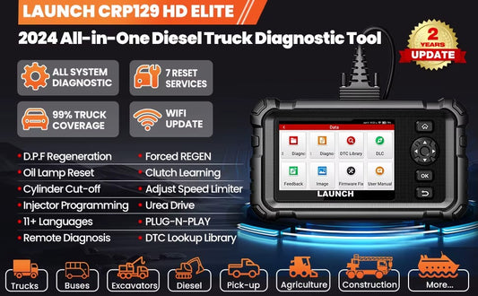 LAUNCH CRP129 HD Elite – Escáner HD para Camiones y Maquinaria Pesada (12V/24V)