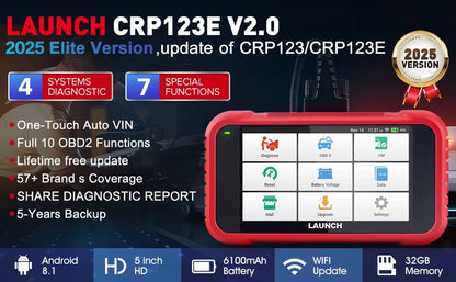 LAUNCH X431 CRP123E V3.0 (2025) Escáner OBD2 Profesional Multisistemas + 7 Reseteos de Servicio