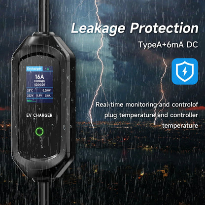 Cargador Portátil EV Tipo 2 AFEVV 7kW 32A con Control WiFi/Bluetooth
