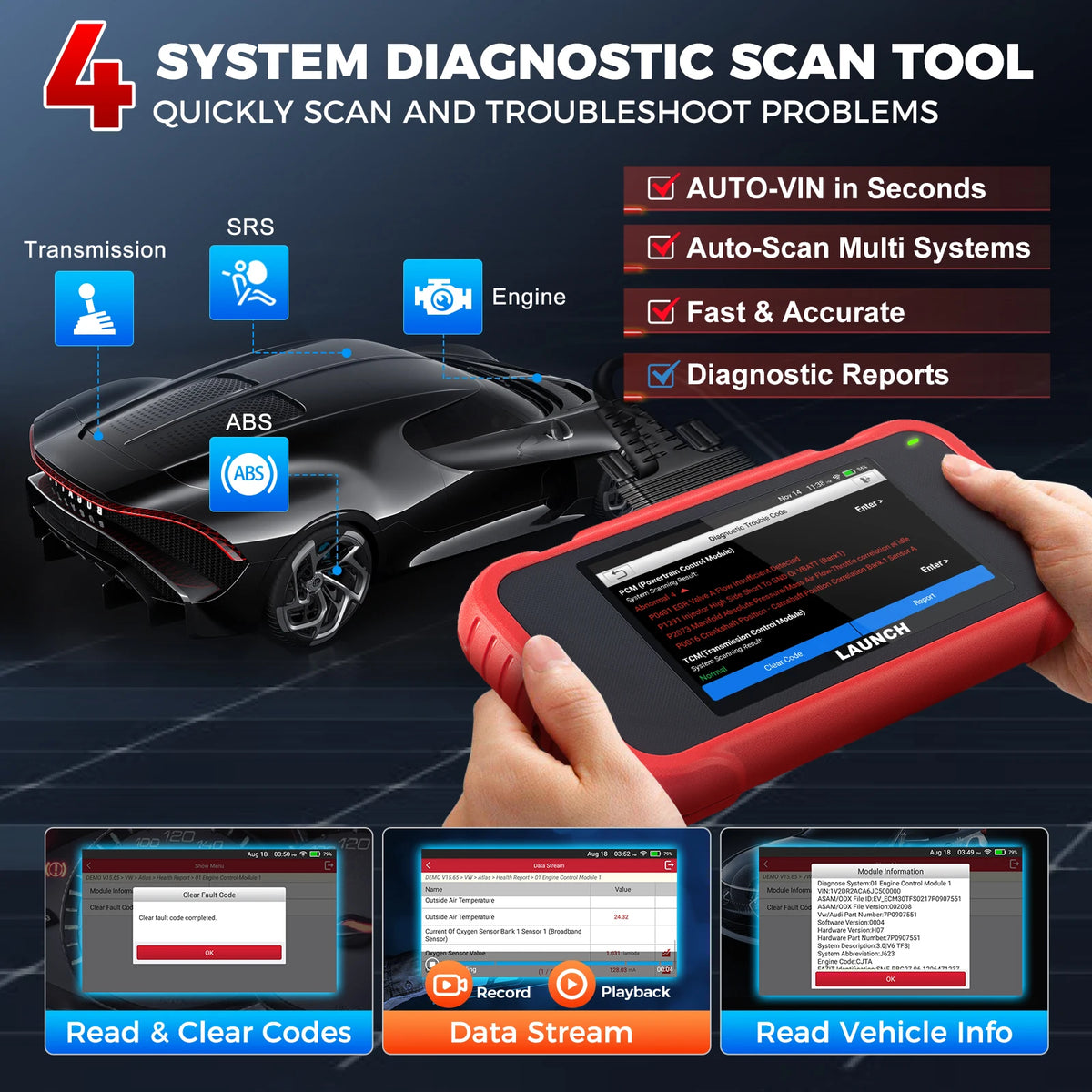 LAUNCH CRP123E V3.0 diagnóstico 4 sistemas