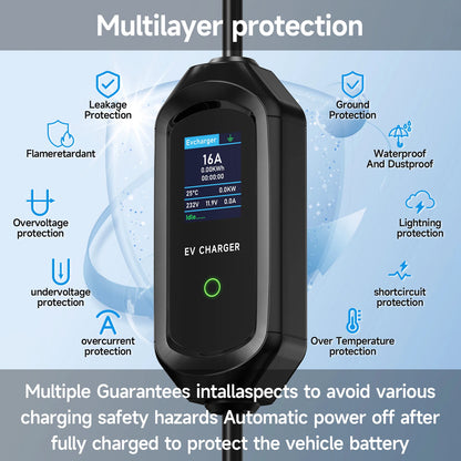 Cargador Portátil EV 3.6kW 16A – Tipo 1 SAE J1772 / Tipo 2 IEC 62196-2 / Tipo GBT