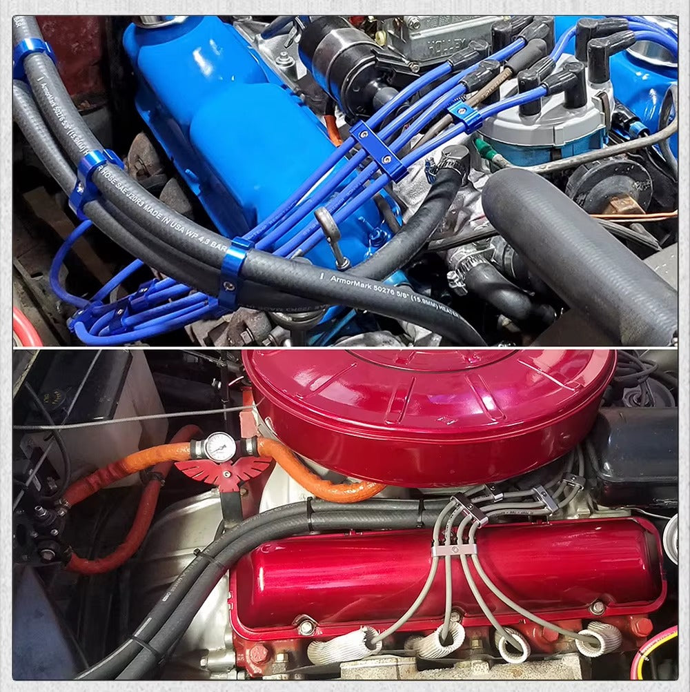 Kit Abrazaderas Separadoras de Cables de Bujía – Aleación de Aluminio 8/9/10mm (Color Silver)