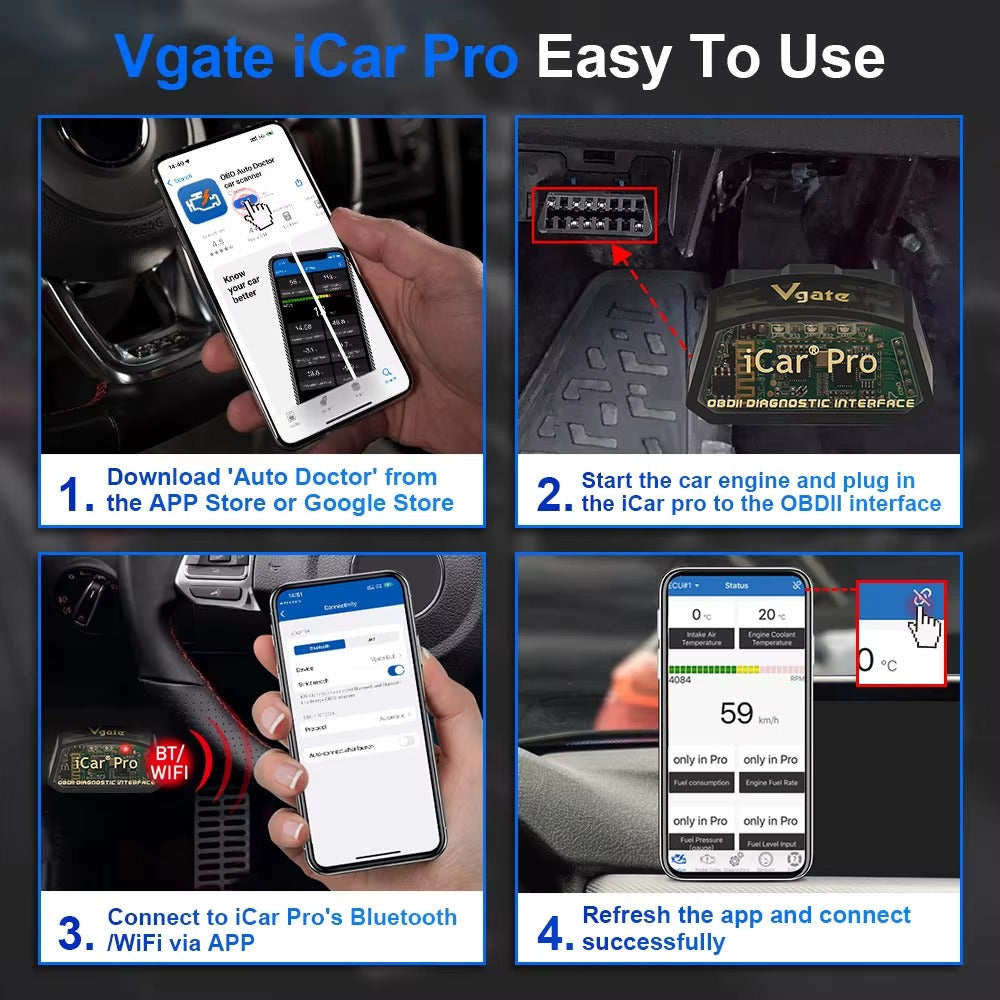 Escáner Vgate iCar Pro BT4.0 ELM327 OBD2 iOS Android
