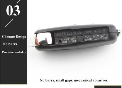 Llave Plegable Remota JINGYUQIN 3 Botones para VW – 434 MHz, Chip ID48