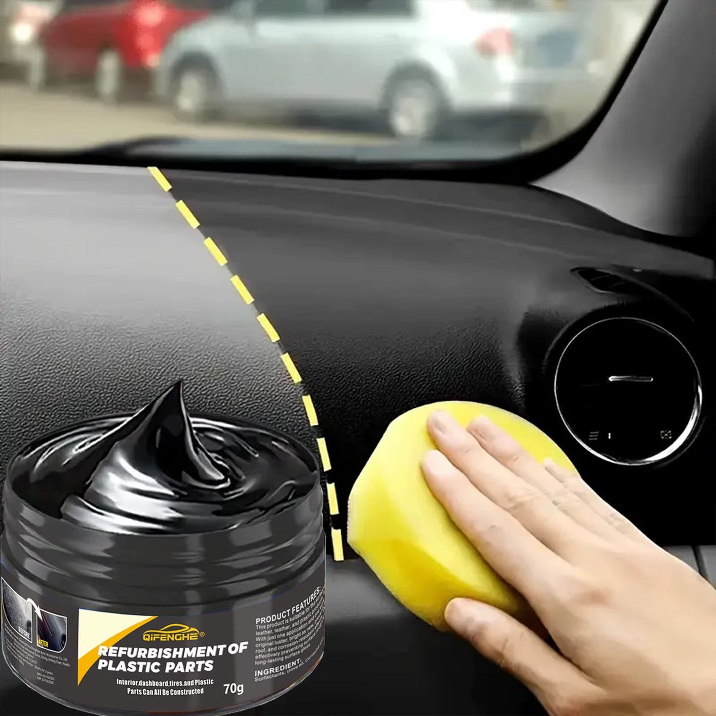 Crema Restauradora de Plásticos Automotriz 70 g  Interior y Exterior Antienvejecimiento Pulido Antidesgaste