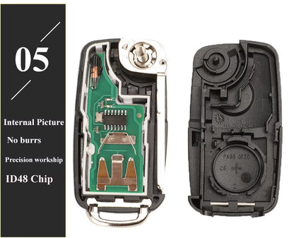 Llave Plegable Remota JINGYUQIN 3 Botones para VW – 434 MHz, Chip ID48