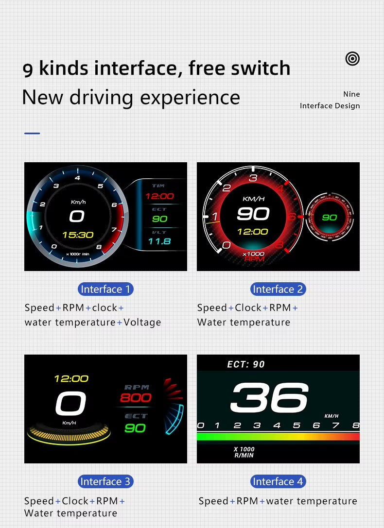 Medidor Digital Inteligente OBD2 HUD P12 – Velocidad, Diagnóstico y Computador de Viaje