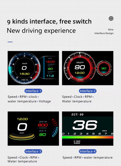 Medidor Digital Inteligente OBD2 HUD P12 – Velocidad, Diagnóstico y Computador de Viaje