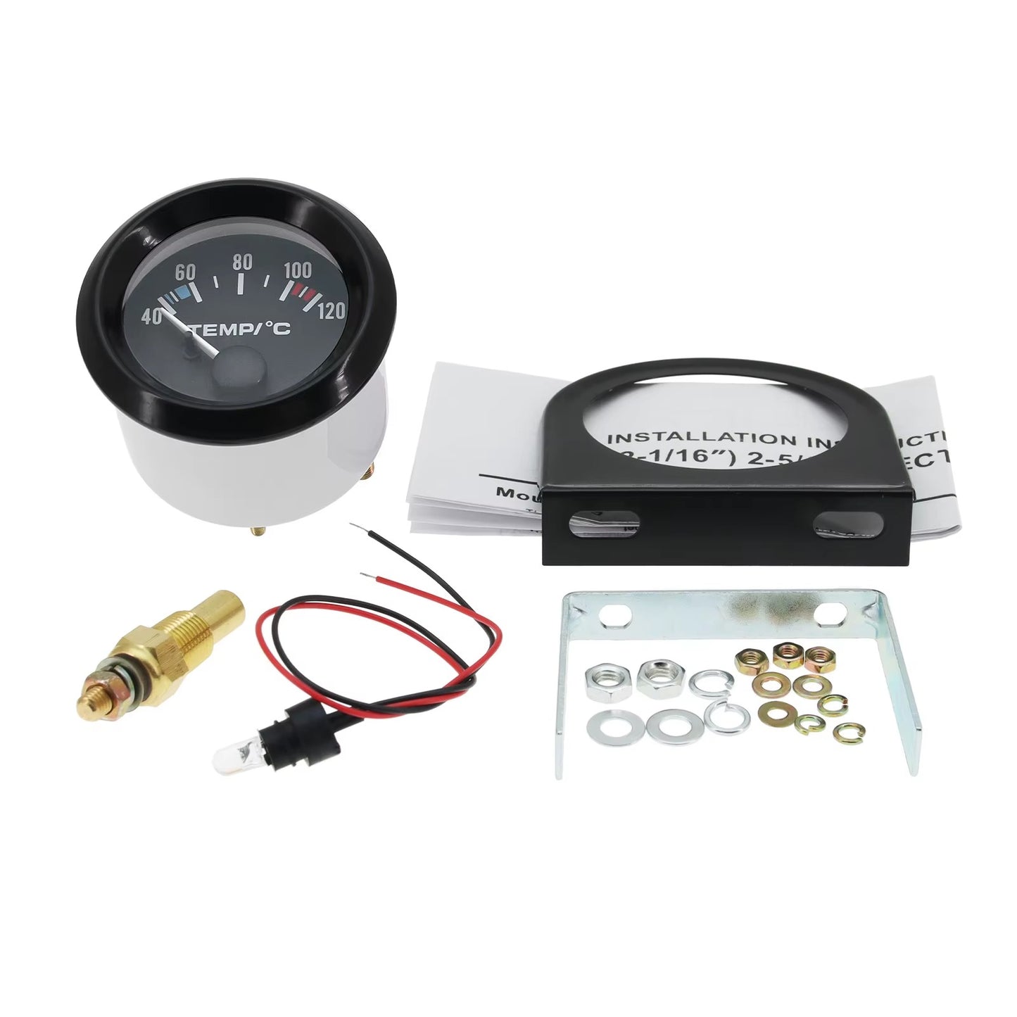 Medidor Temperatura Agua 52mm 12V + Sensor 1/8NPT