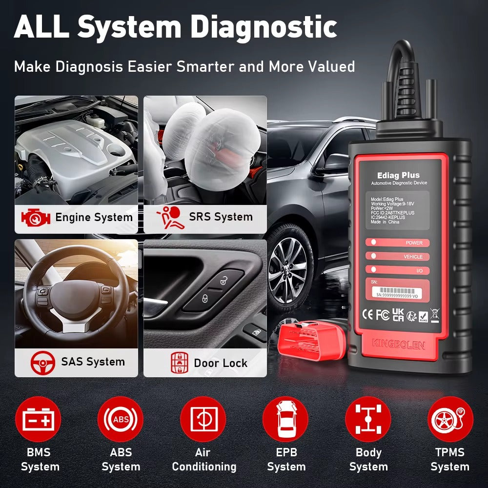 Escáner Automotriz KINGBOLEN Ediag Plus Diagnóstico OE, Bidireccional y Codificación ECU