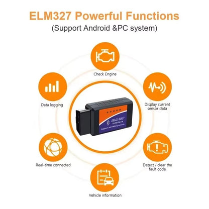 Escáner OBD2 ELM327 V2.1 Bluetooth Diagnóstico Automotriz Android iOS Windows