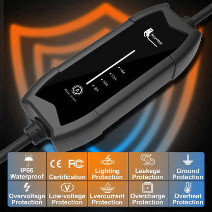 Cargador Portátil para Auto Eléctrico Feyree Tipo 2 16A 3.5 kW 220V Monofásico