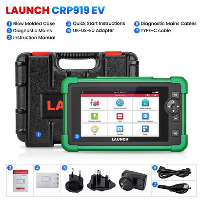 Scanner Automotriz LAUNCH CRP919 EV – Vehículos Eléctricos e Híbridos | 43 Funciones Especiales