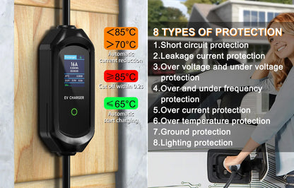 Cargador Portátil EV Tipo 2 AFEVV 7kW 32A con Control WiFi/Bluetooth