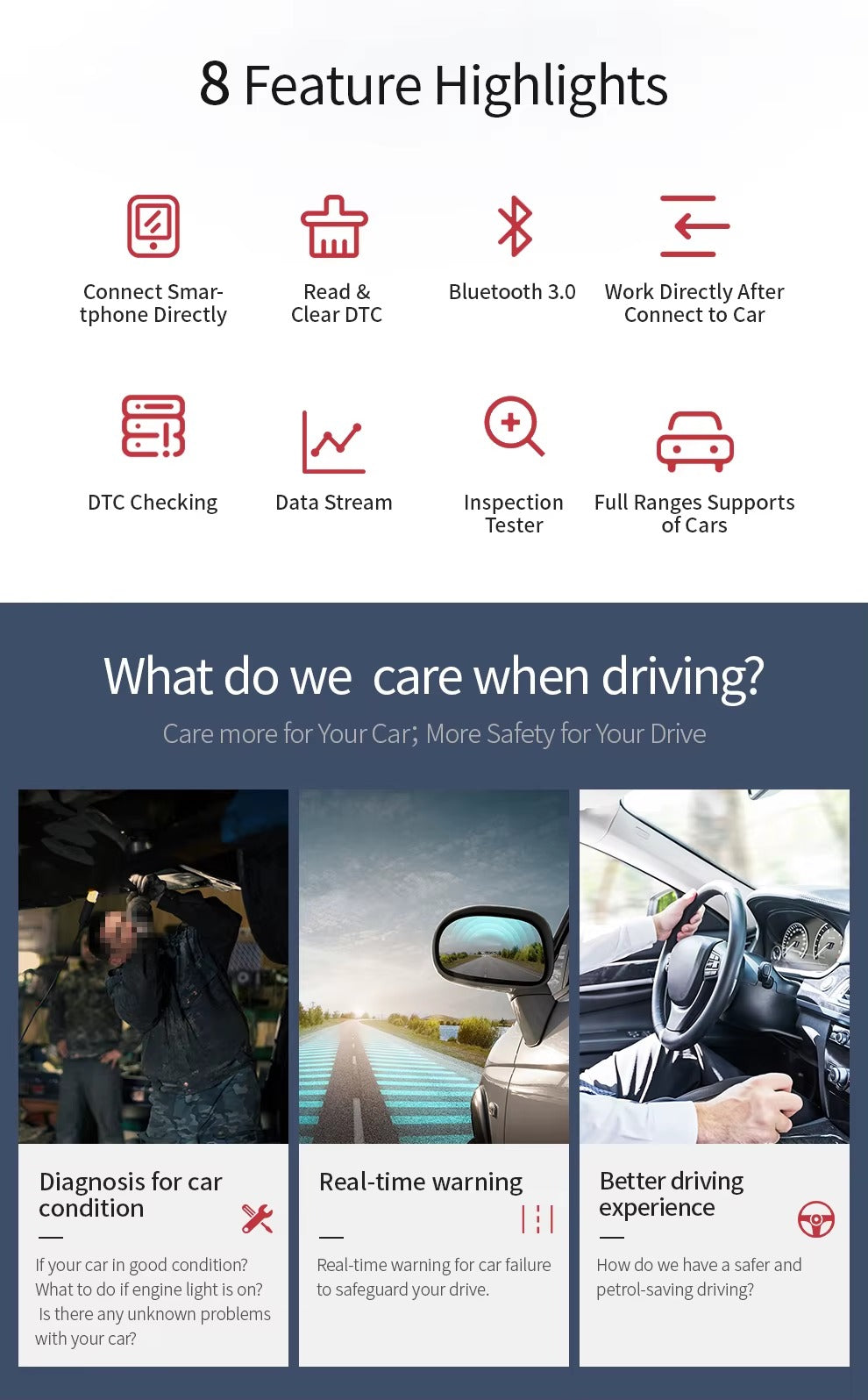 Interfaz de Diagnóstico EDIAG P03 (Bluetooth) – Escáner Automotriz OBD2 ELM327 V1.5