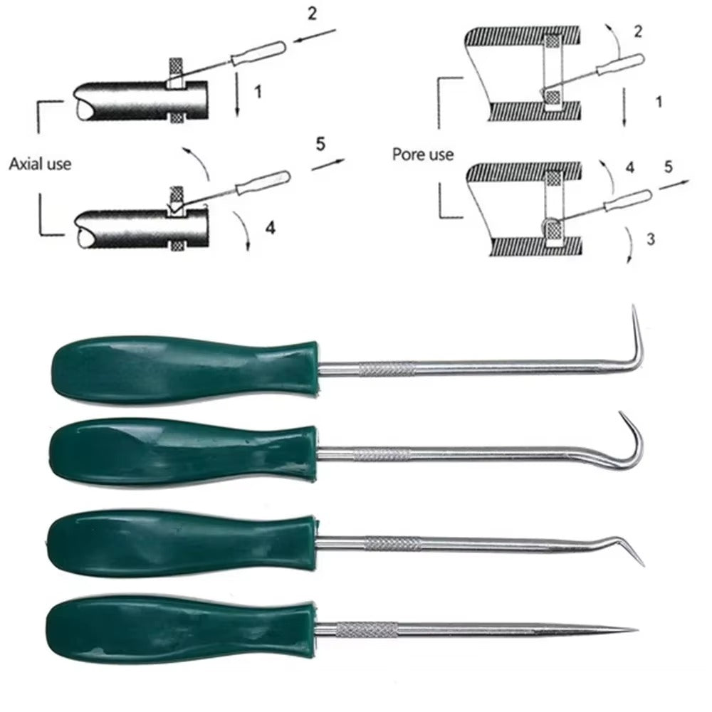Kit Extractor Retenes y O-Rings 4 Piezas 135mm Ganchos Profesionales