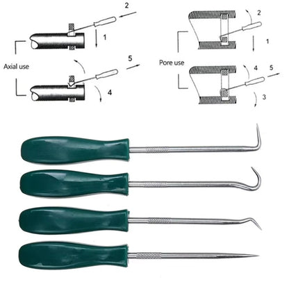 Kit Extractor Retenes y O-Rings 4 Piezas 135mm Ganchos Profesionales