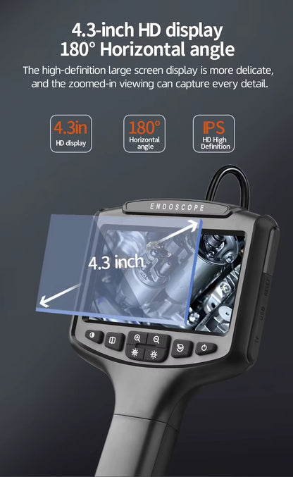 Endoscopio Automotriz con Pantalla LCD 4.3” – 1080P, IP67, Cable 10 Metros