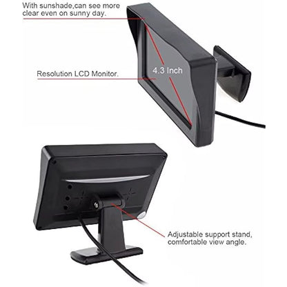 Pantalla Auto 4.3” Cámara Retroceso HOMEFISH Monitor LCD Universal
