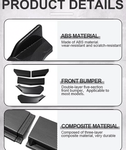 Lip Delantero Universal – Kit 5 Piezas Diseño Escalonado | ABS Alta Calidad