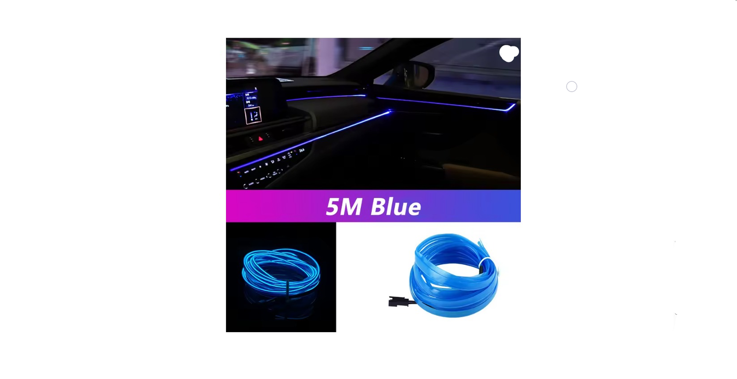 Tira de Luces de Neón Azul 5 Metros USB – Iluminación Ambiental Interior de Auto