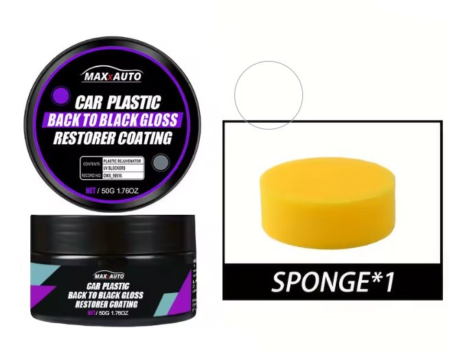 KIT RESTAURADOR DE PLÁSTICO Y CUERO INTERIOR – ACABADO NEGRO BRILLANTE (50g)