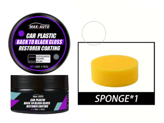 KIT RESTAURADOR DE PLÁSTICO Y CUERO INTERIOR – ACABADO NEGRO BRILLANTE (50g)