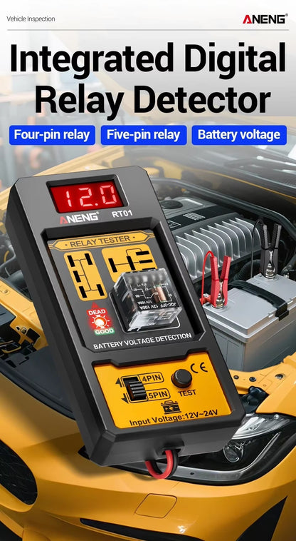 Probador de Relé Automotriz ANENG RT01 Universal 11–25V – LED + Pinzas Cocodrilo