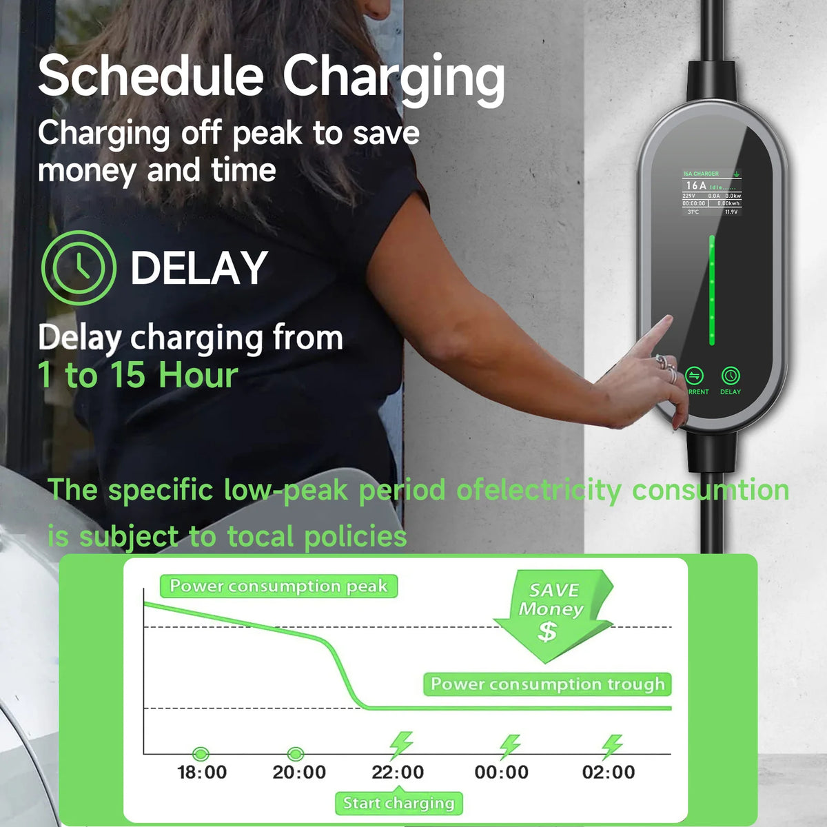 Cargador AFYEEV Tipo 2 - carga programada fuera de horario punta